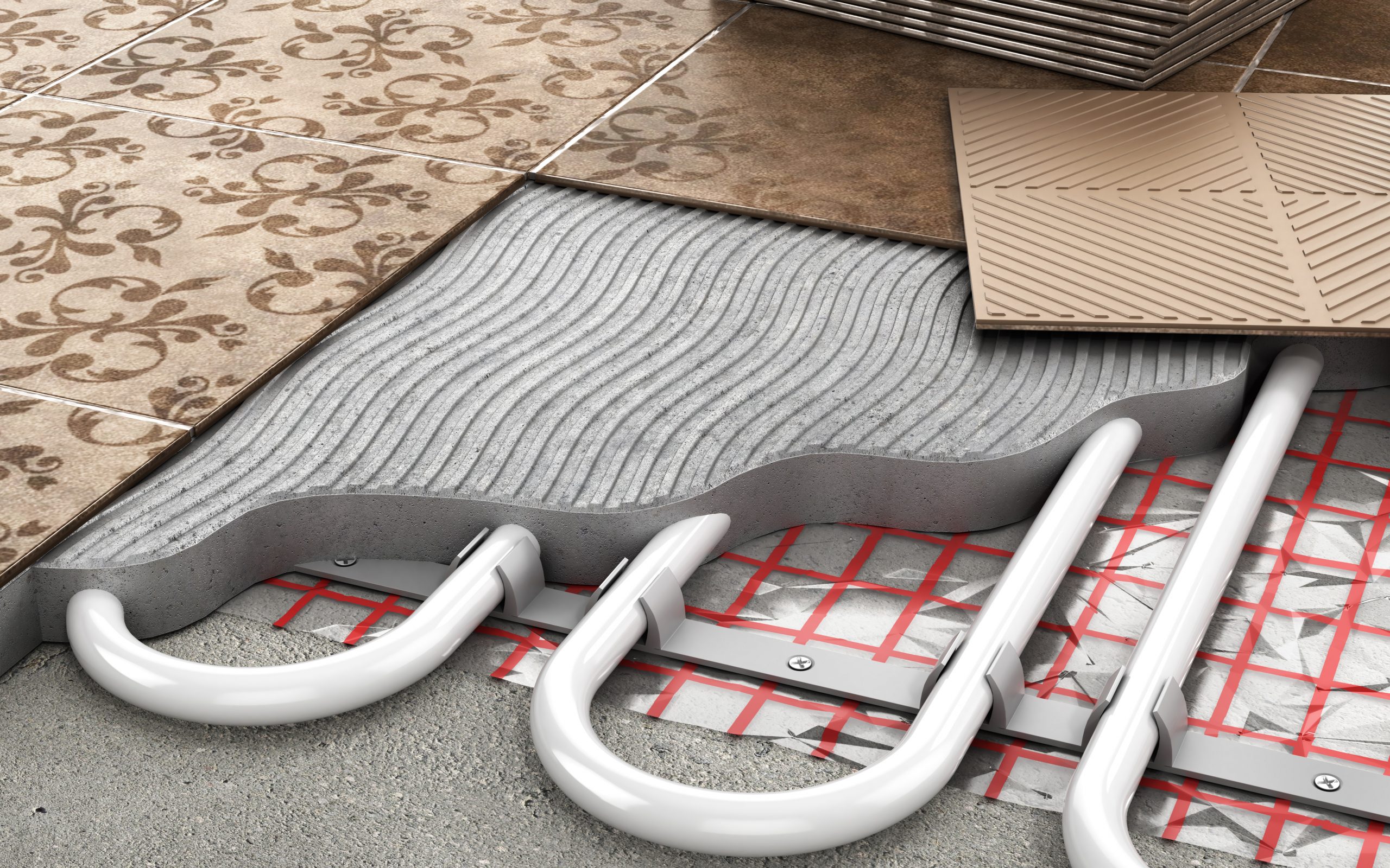Aufbau einer Fußbodenheizung behindert Nachtabsenkung.